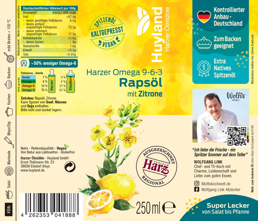 WE Harzer Rapsöl mit Zitrone